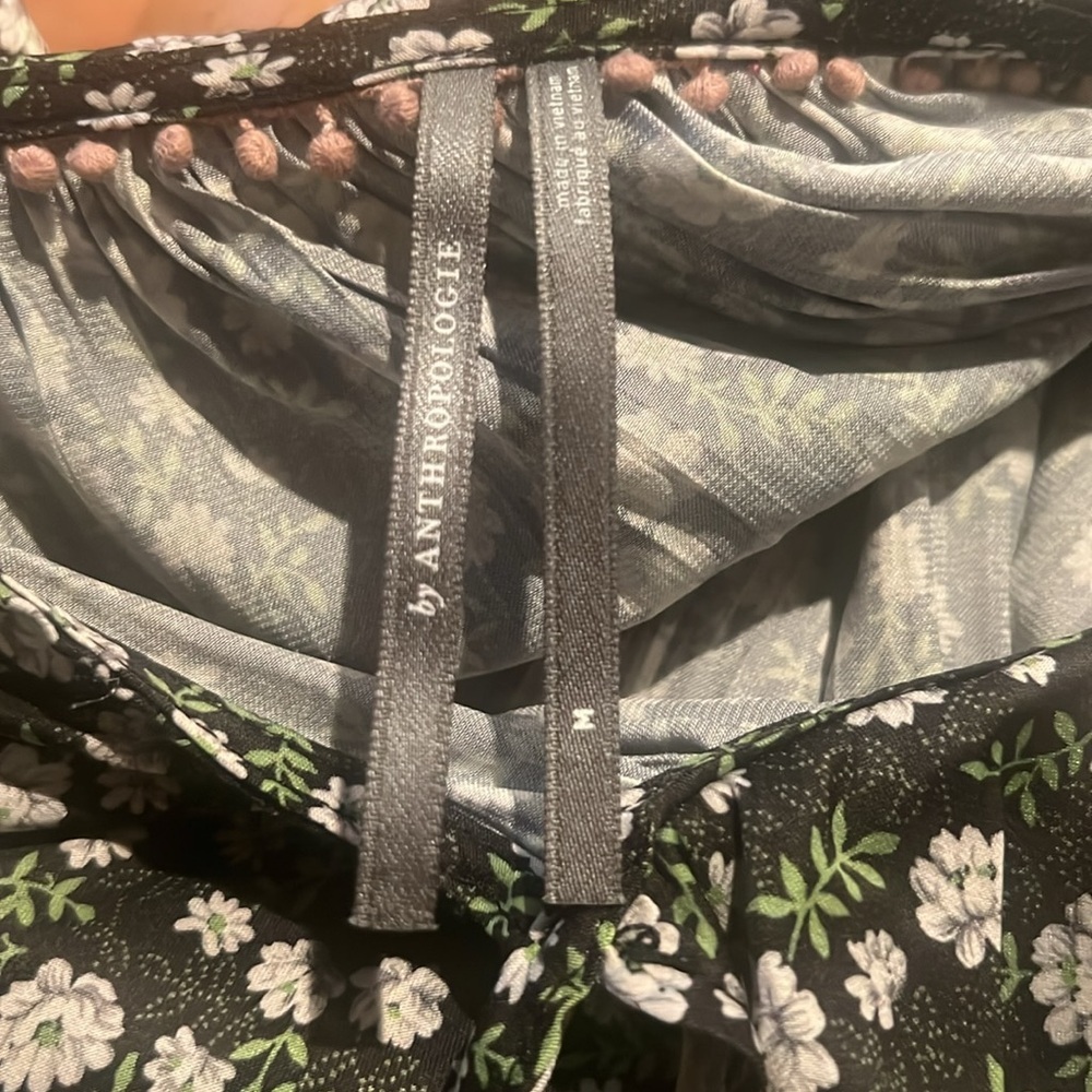 Anthropologie Floral Ruffle Collar Long Sleeve Feminine Cottagecore Blouse M - Picture 6 of 9